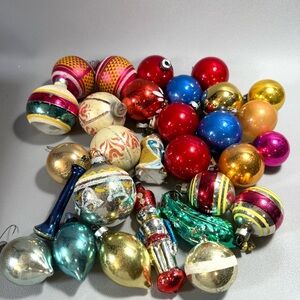 Vintage Mixed Lot of 29 Mercury Glass Ornaments